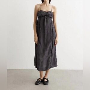 GANNI SHINY TECH STRAP MIDI DRESS